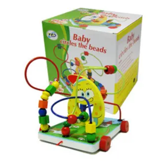Деревянная игрушка-каталка с бусинами для малышей