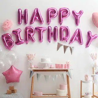 Набор фольгированных шаров для фона: Happy Birthday, буквы