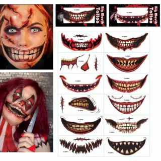 Временные тату-наклейки на губы, Хэллоуин, BIG MOUTH TATTOOS