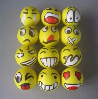 Набор мячей PU 6.3 см, 12 шт., с эмоциями