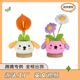Knitting Kit, DIY Crochet Potted Plant with English Manual