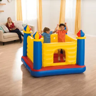 INTEX 48259 Детский квадратный надувной батут, небольшой игровой домик для прыжков