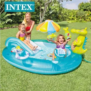 Надувной бассейн Intex 57165 с горкой-крокодилом