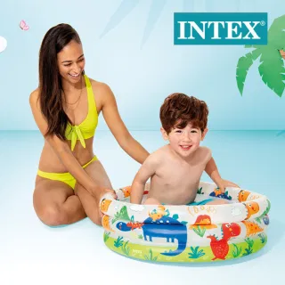 INTEX 57106 Круглый надувной бассейн с улыбающимся мишкой, три кольца