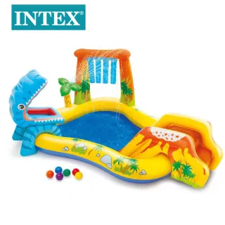 INTEX 57444 Надувной бассейн с горкой Динозавр и вулкан