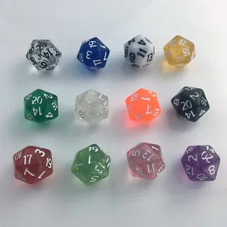 Прозрачный 20-гранный кубик, 12 цветов, акриловый для настольных игр