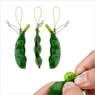 Wholesale Stress Relief, Squeeze Bean Keychain Black