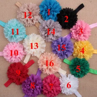 Wholesale Hair Band, Children's Chiffon Peony, 16 Colors