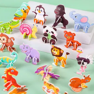 Бумажный пазл с милыми животными для детей, развивающий, 3D