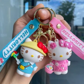 Брелок в стиле Hello Kitty, мультяшная подвеска для сумки и ключей