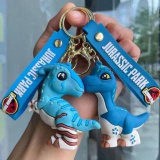 Jurassic Keychain with T-Rex and Triceratops