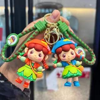 Flower Picking Elf Keychain Cute Couple Bag Charm Cartoon Pendant