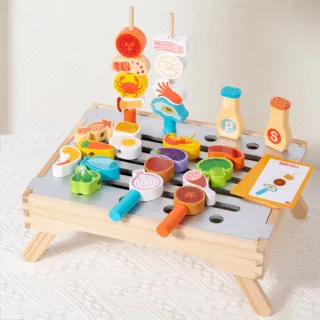 Деревянный набор для игры в кухню и гриль, развивающий, для детей