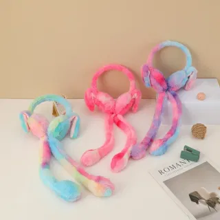 Wholesale Gradient Fleece-Lined Earmuffs with Rabbit Ears