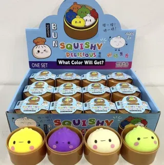 Stress Relief Fidget Toys, Colorful Buns 5.5cm in Box