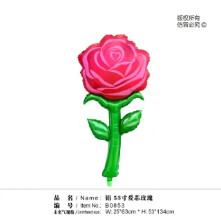 Balloon, Rose Shape Aluminum, Bulk