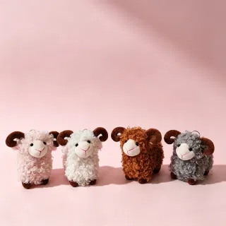 Stuffed Bear, Sheep Plush, Charm, Cute Sheep Plush, Flower Beige