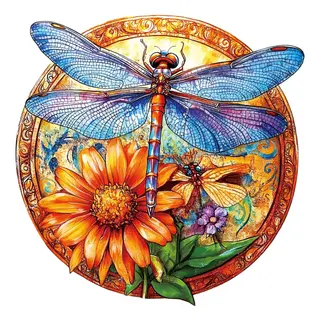Деревянный пазл-стрекоза, нестандартная форма, для декора