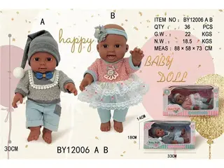 Baby Doll, 12 Inch Full Body Vinyl Sleeping, 36 per Carton