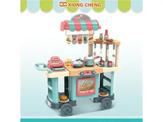 Игровой кухонный столик-тележка с посудой