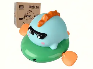 Заводной динозавр на рыбе, игрушка для ванной