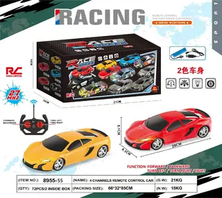 RC Sports Car, Racing Plastic Ages 6+, Black, 1:20, 72 pcs
