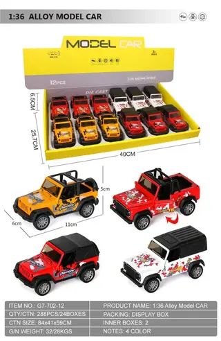 Wholesale Toy Truck, Off Road Alloy 11cm, Box 84x59 cm