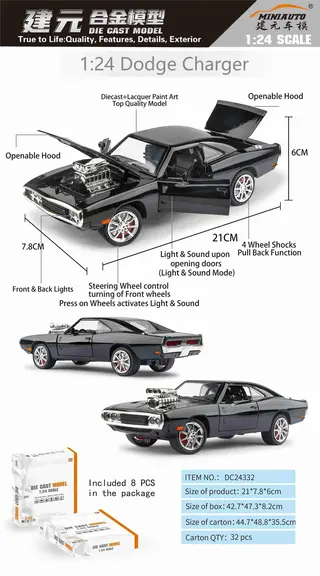 Модель Dodge Charger 1:24, металл, инерция