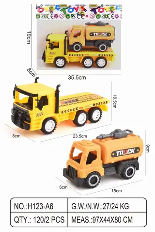 Wholesale Inertial Trailer, Yellow, Pull-Back, 23.5 cm