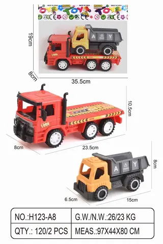 Diecast Car Toys, Inertial Trailer, Pull-Back, 23.5 cm, 120 pcs