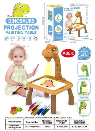 Magnetic Drawing Board, Projector, Yellow, Musical, 20 cm