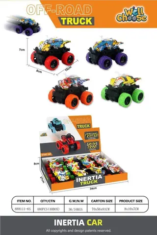 Pull Back Car Toy, Friction 10cm, 480 pcs