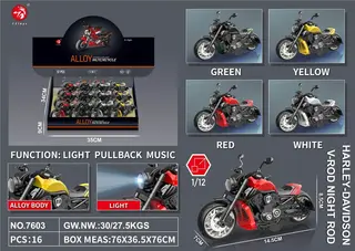 Мотоцикл Harley Wolverine, инерционный, сплав, модель