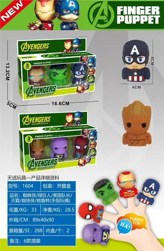 Пальчиковые куклы Marvel: Человек-паук, Халк, Капитан Америка и другие