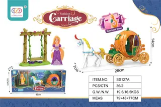 Карета с куклой в стиле Barbie: игрушечная карета для принцессы