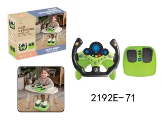 Игровой руль с педалями и звуком, зеленый