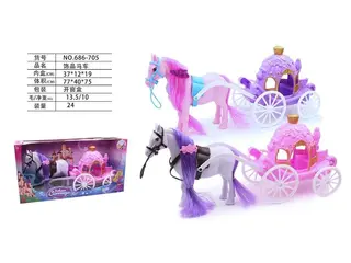 Карета для кукол в стиле Barbie с украшениями, электропривод