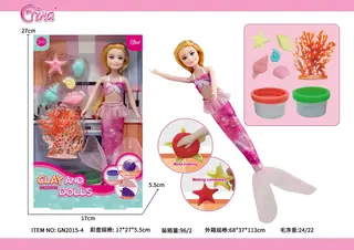 Кукла в стиле Barbie с набором цветной глины 23 см