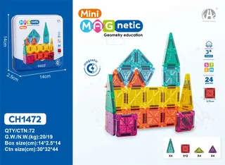 Магнитный конструктор в металлической коробке, 24 детали