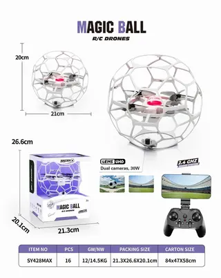 Квадрокоптер футбольный с двумя камерами 30W HD