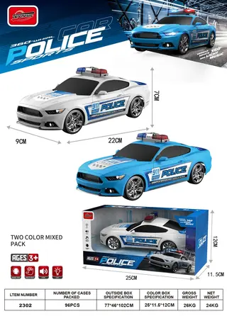 Diecast Police Cars, Plastic Black, Musical, 23 cm