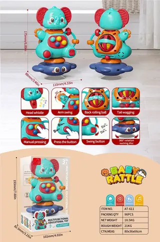 Музыкальная игрушка-вертушка Слоник с свистком