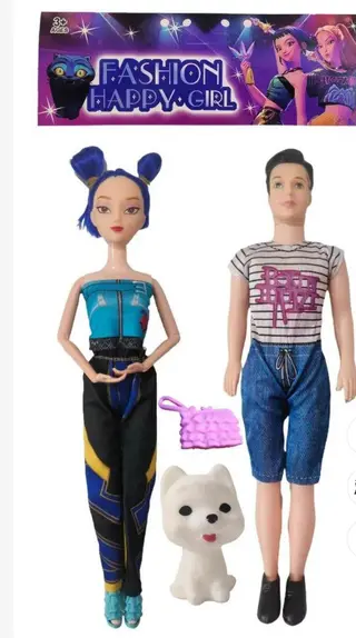 Кукла в стиле Barbie Охотница на демонов с голубыми волосами и мужской куклой