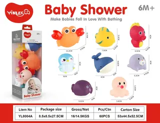 Набор мягких резиновых игрушек для ванной "Морские животные", 8 шт.