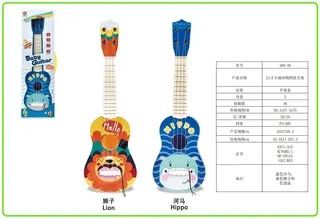 Детская гитара 21 дюйм, мультяшные животные, 4 струны