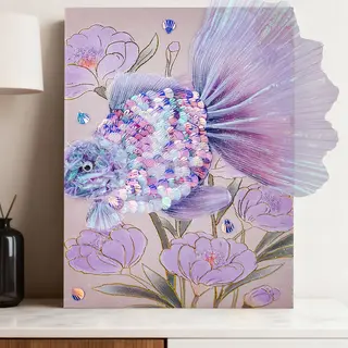 3D картина "Цветущий ручей с рыбками", 23x30 см