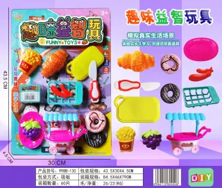 Игровой набор продуктов: хлеб, картофель фри, фрукты, пончики