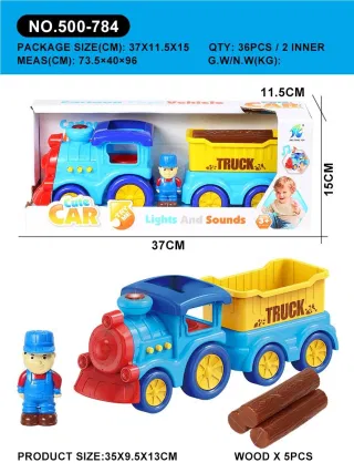 Train Set, Wooden Blue 37cm