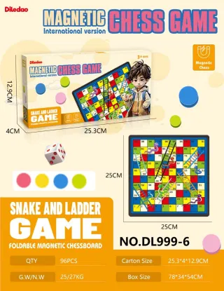 Chess, Folding Magnetic Snake, Ages 6+, 10 Inch (25 cm)