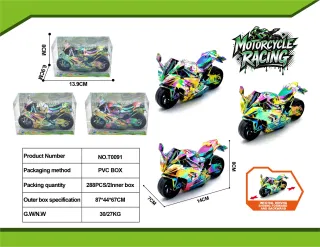 Toy Motorcycle Green 14cm, 288 pcs